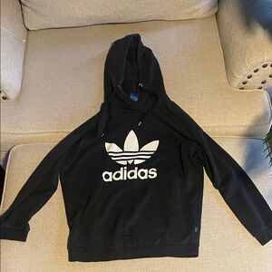 Adidas Black Hoodie with White Trefoil Logo